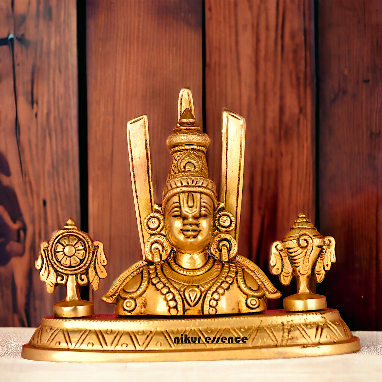 Pure Brass Tirupati Balaji Idol by Nikur Essence - 7 inch Nikuressence