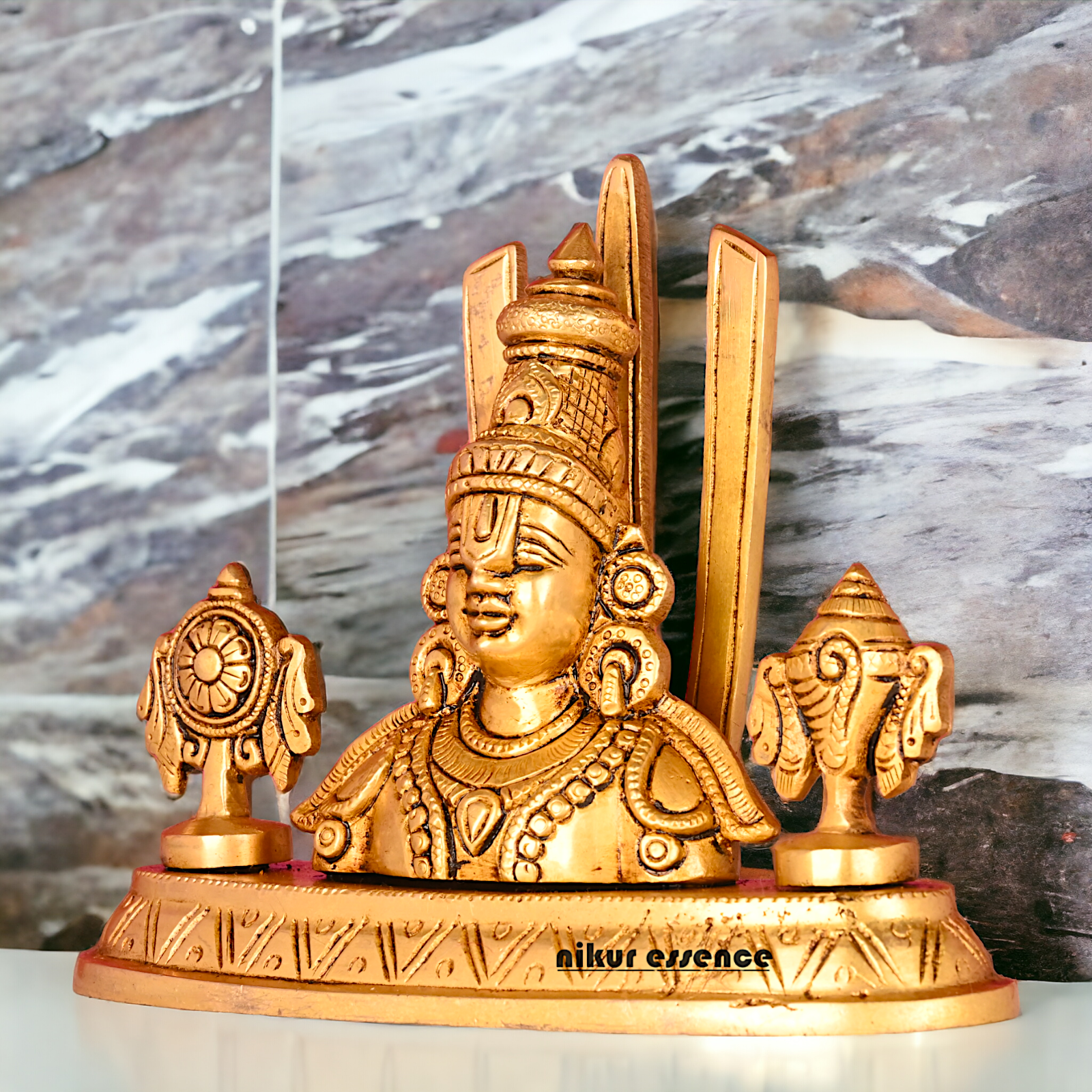Pure Brass Tirupati Balaji Idol by Nikur Essence - 7 inch Nikuressence