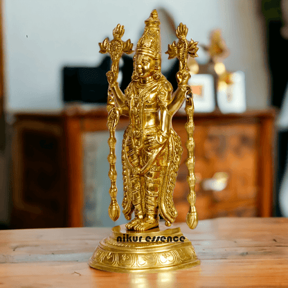 Brass Tirupati Balaji Venkateshwara Idol with Vishnu Chakra Namah Shank - Spiritual Hindu Home Décor and Worship Statue Nikuressence