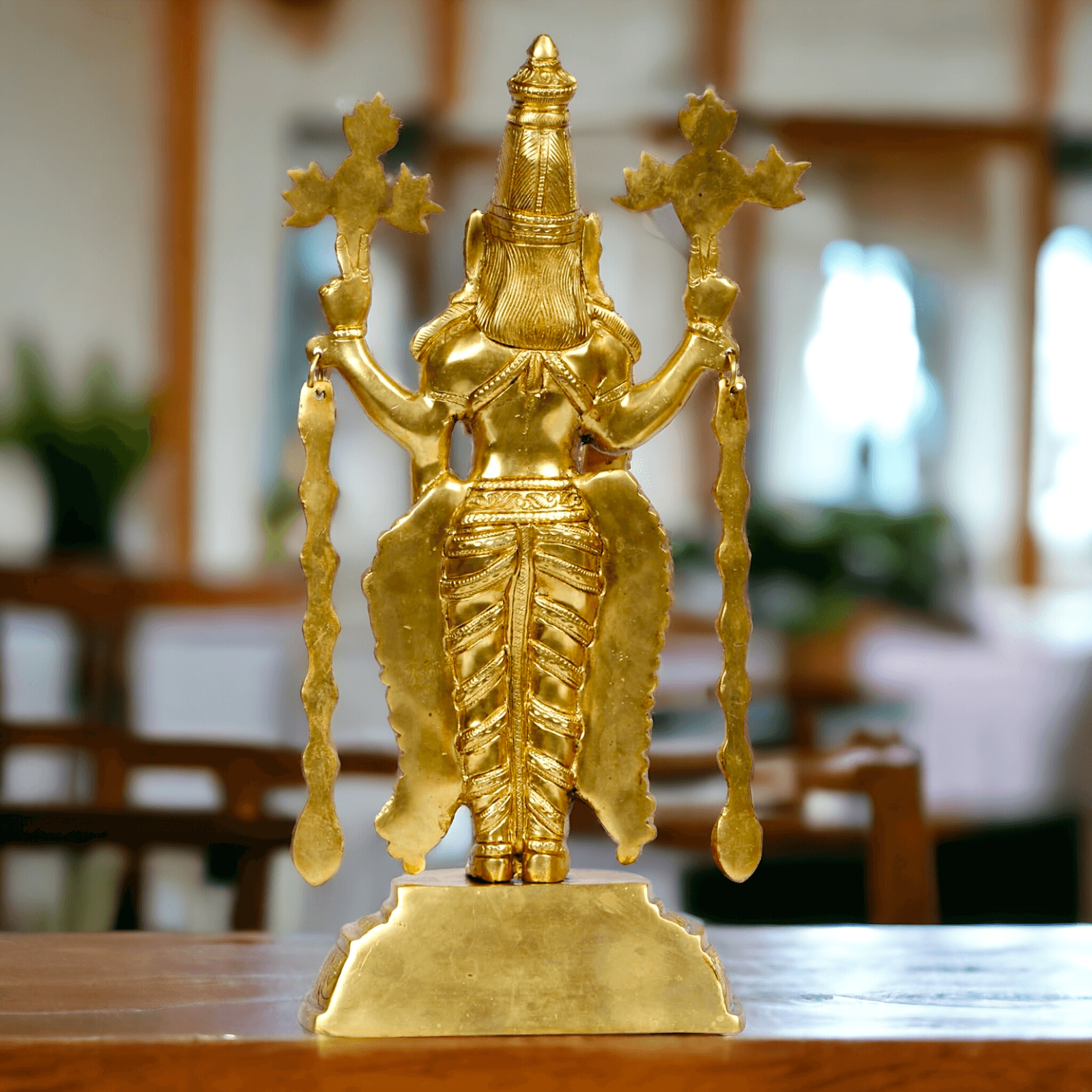 Brass Tirupati Balaji Venkateshwara Idol with Vishnu Chakra Namah Shank - Spiritual Hindu Home Décor and Worship Statue Nikuressence