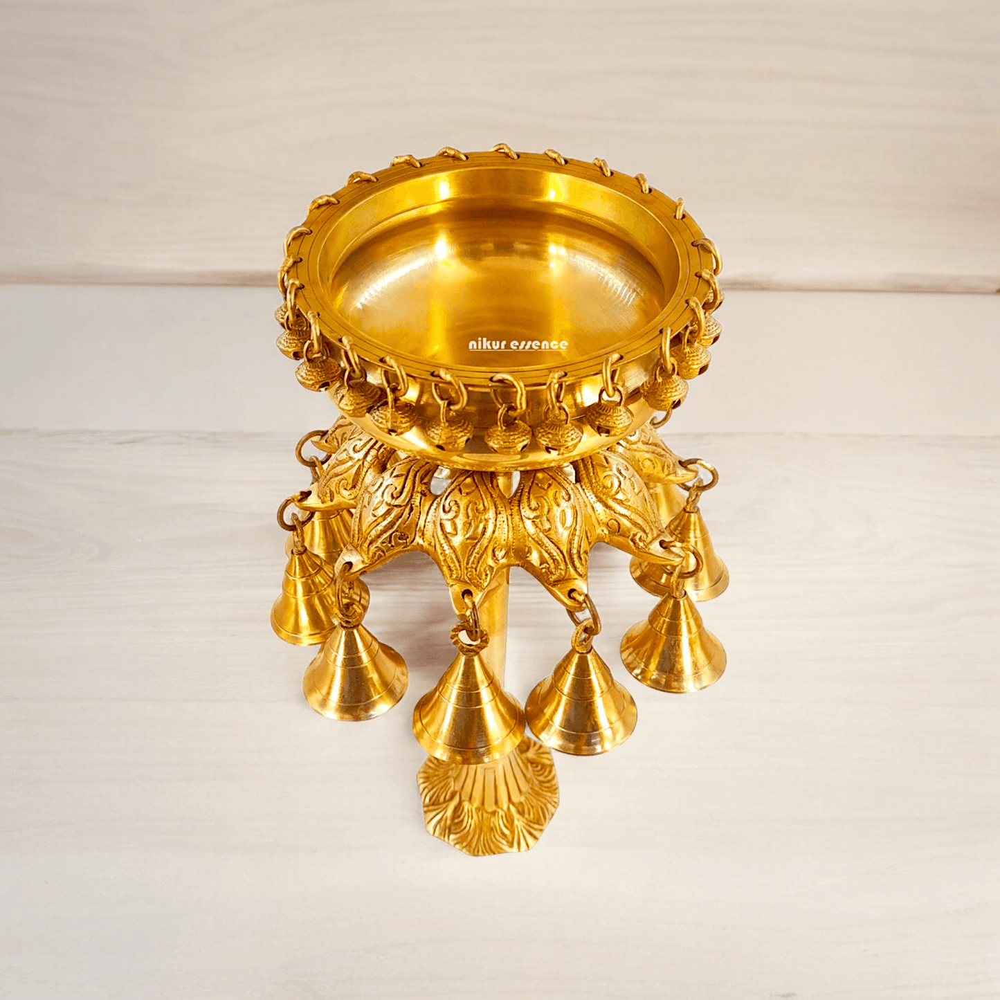 Buy online 40 cm Brass Traditional Urli Vessel – Handcrafted Decorative Bowl for Festive Occasions Nikuressence