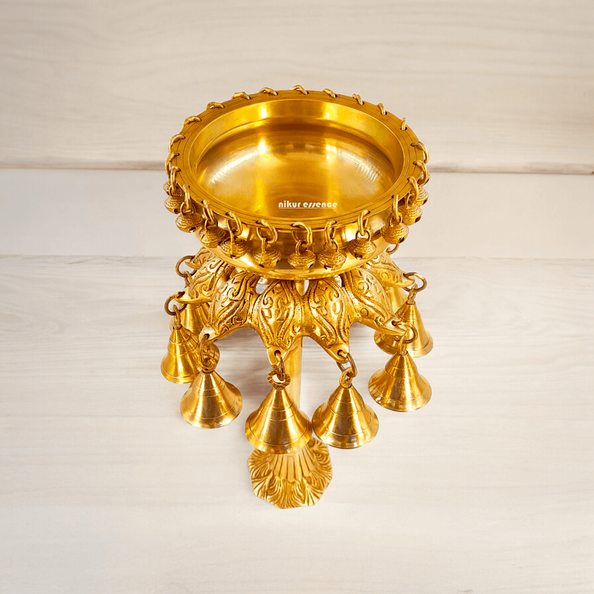 Buy online 40 cm Brass Traditional Urli Vessel – Handcrafted Decorative Bowl for Festive Occasions Nikuressence