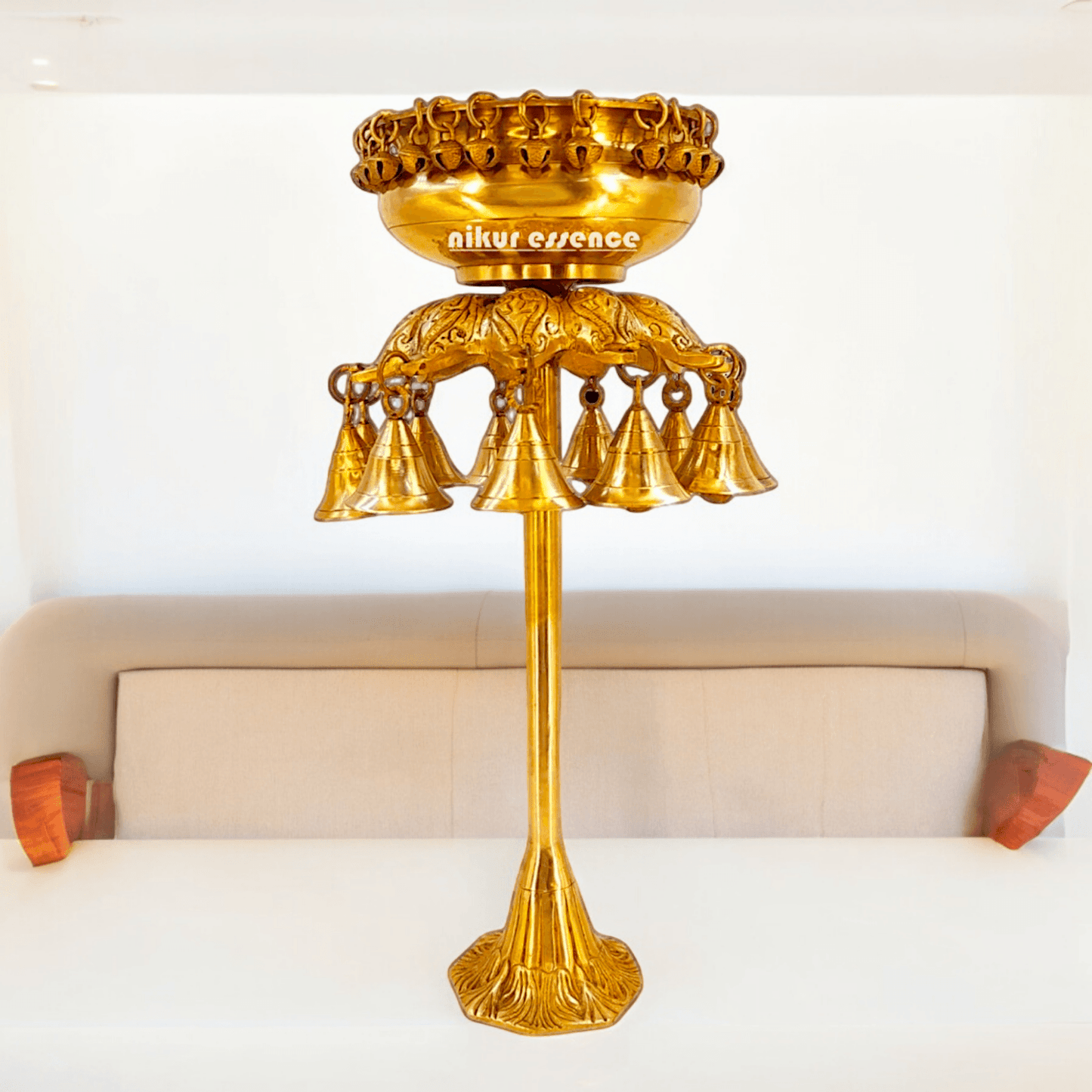 Buy online 40 cm Brass Traditional Urli Vessel – Handcrafted Decorative Bowl for Festive Occasions Nikuressence