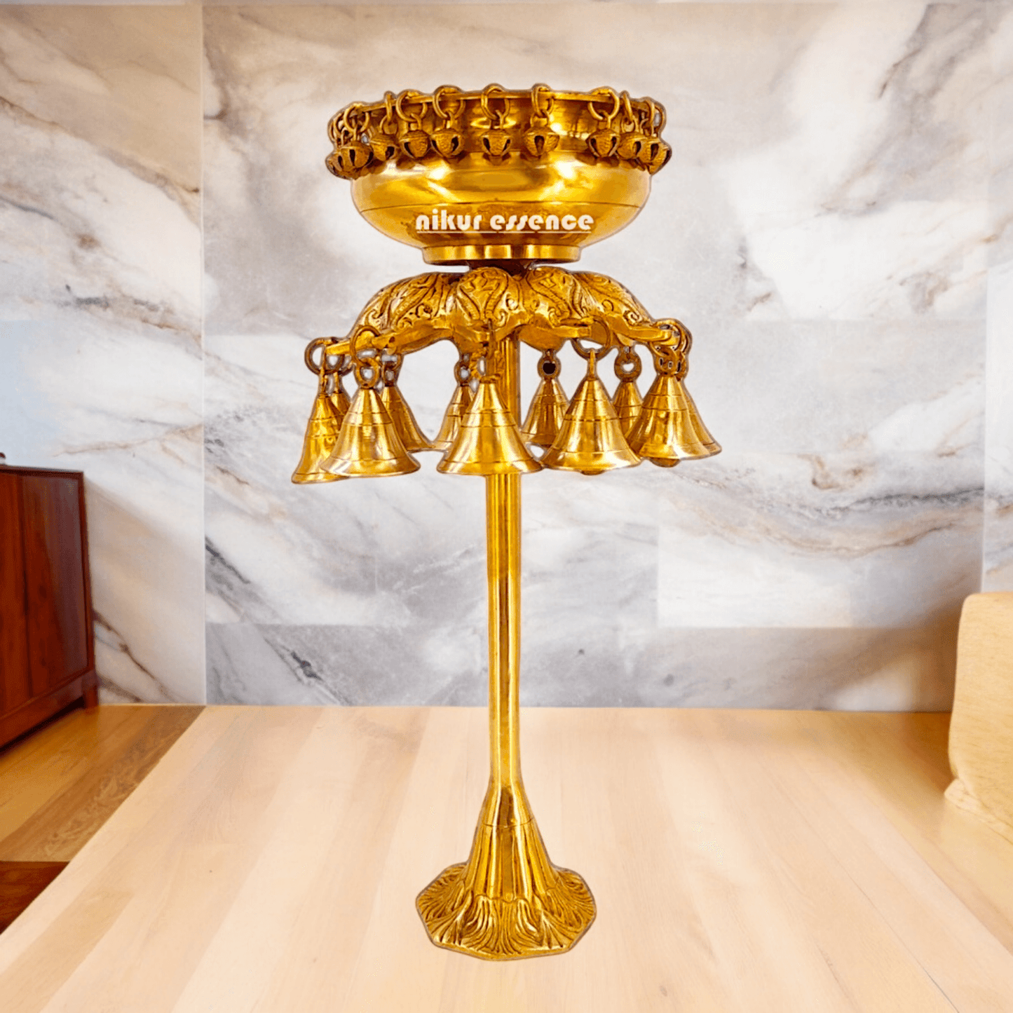 Buy online 40 cm Brass Traditional Urli Vessel – Handcrafted Decorative Bowl for Festive Occasions Nikuressence