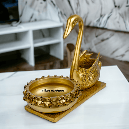 Buy Brass Urli in Swan Decor Bowl Featuring Decorative Bells – 11 Inches Nikuressence
