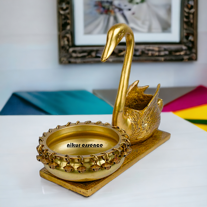 Buy Brass Urli in Swan Decor Bowl Featuring Decorative Bells – 11 Inches Nikuressence