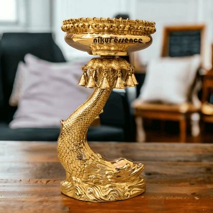 Buy urli stand Brassl on Fish Stand with Intricately Designed Hanging Bells and Ghungroos - Perfect for Traditional Decor and Festive Occasions Nikuressence