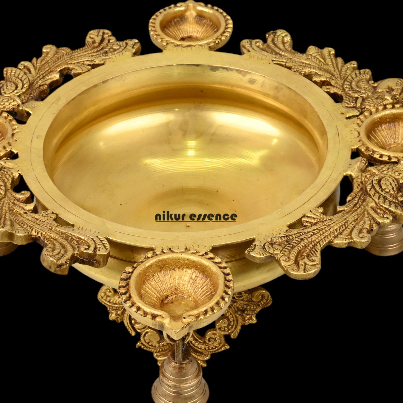 Solid Brass Urli with Bells goongru by Nikur Essence - 13 inches Nikuressence