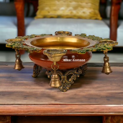 Buy Brass Urli with Bells by Nikur Essence - 34.5 cm Nikuressence