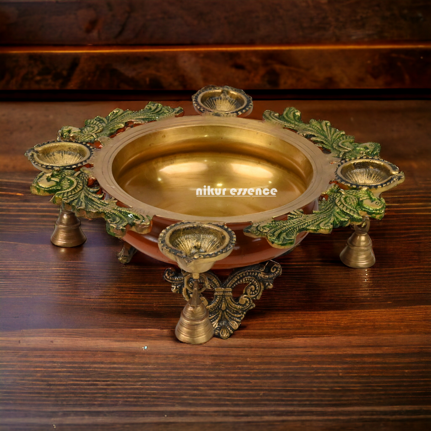 Buy Brass Urli with Bells by Nikur Essence - 34.5 cm Nikuressence