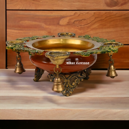 Buy Brass Urli with Bells by Nikur Essence - 34.5 cm Nikuressence