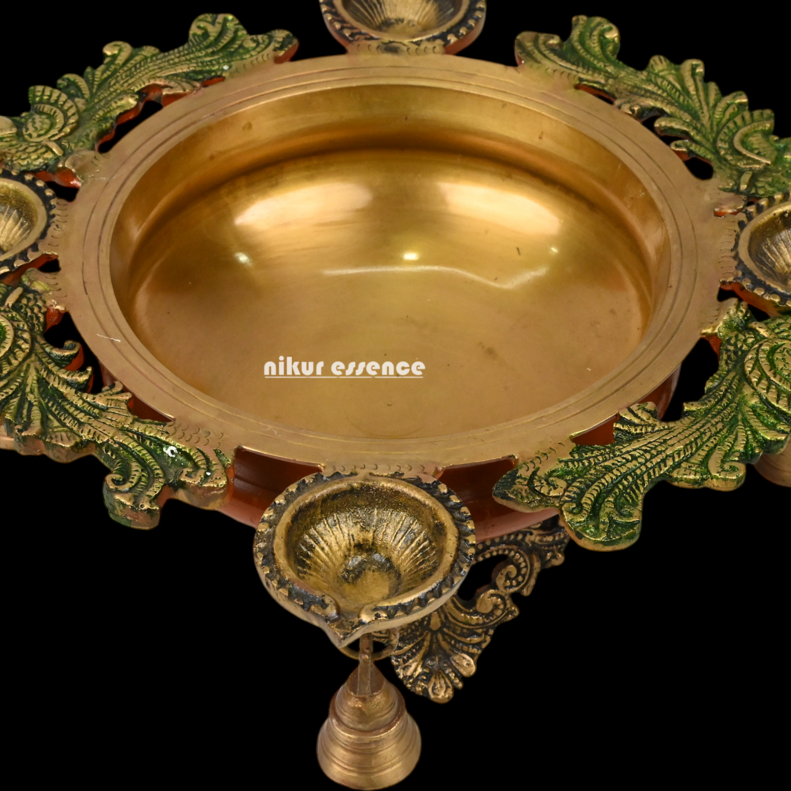 Buy Brass Urli with Bells by Nikur Essence - 34.5 cm Nikuressence