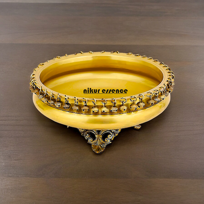 Buy Brass Round Urli with Hanging Bells Nikuressence