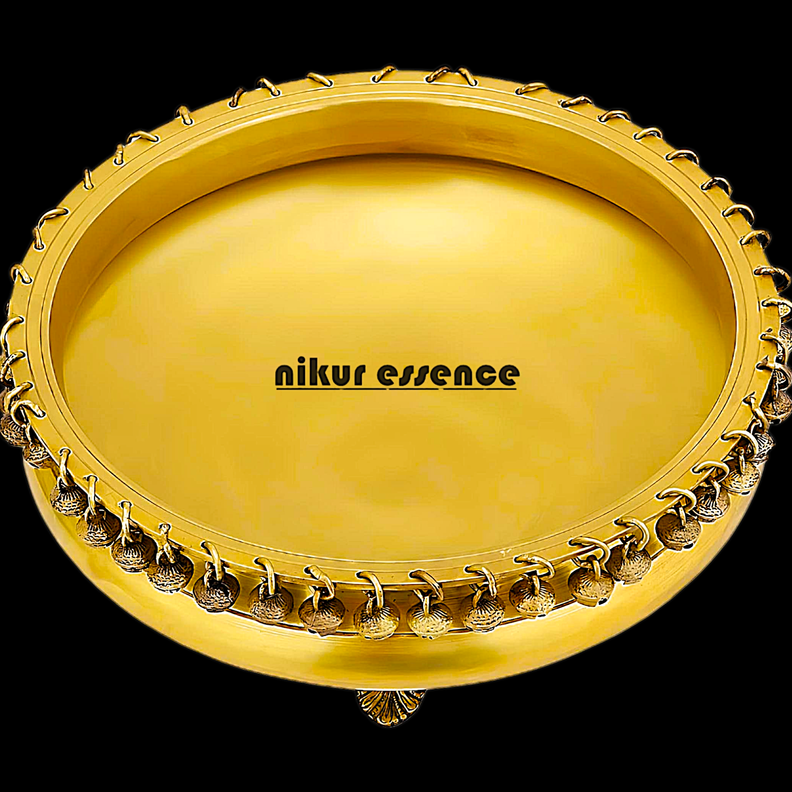 Buy Brass Round Urli with Hanging Bells Nikuressence