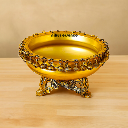 Buy Brass Round Urli with Hanging Bells Nikuressence
