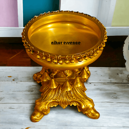 Brass Urli with Stand Traditional 15-Inch Decorative Bowl for Home, Office, and Religious Ceremonies | Nikur Essence Nikuressence