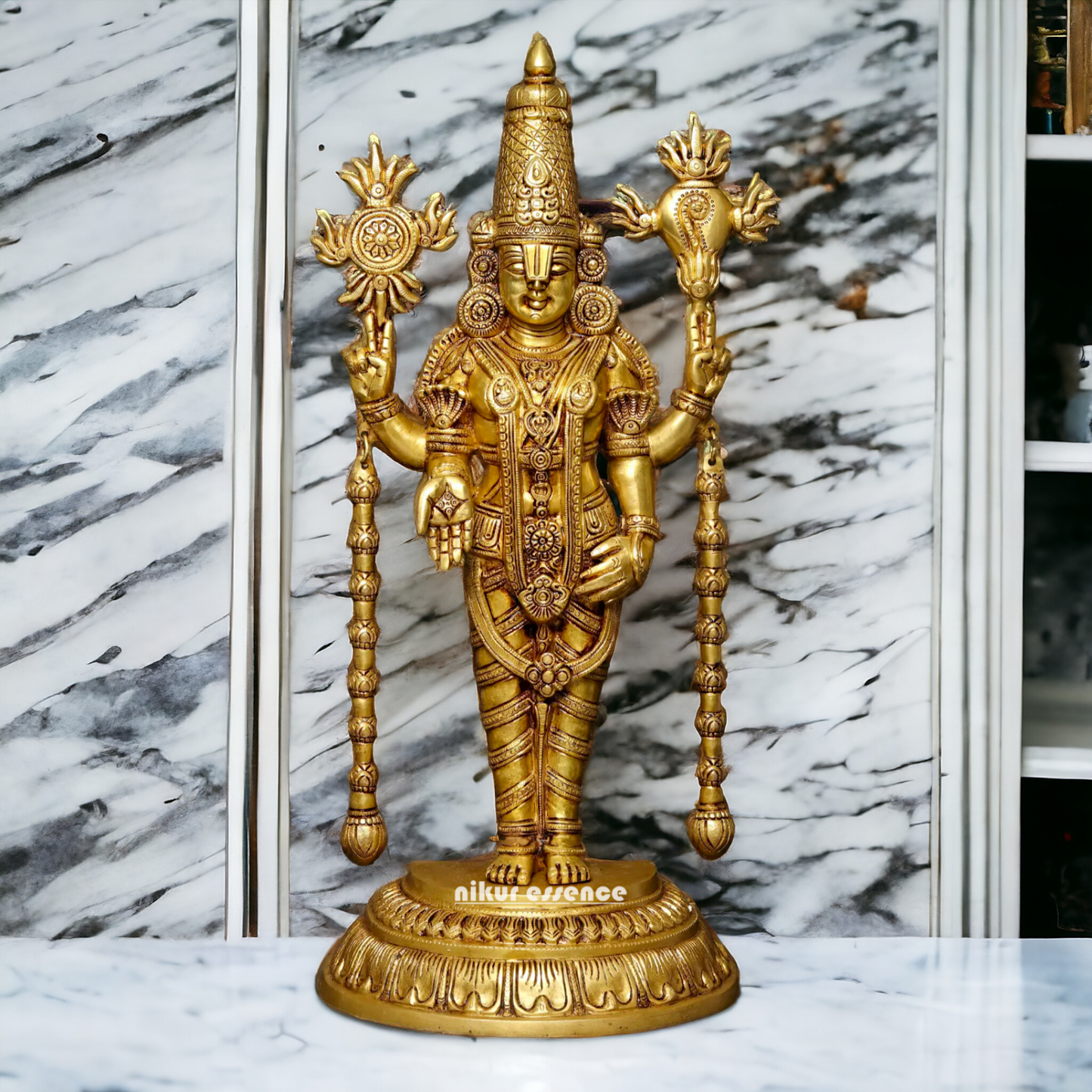 Buy Brass Venkateshwara idol, Revered Tirupati Balaji Deity Handcrafted with Fine Detailing and Sacred Significance Nikuressence