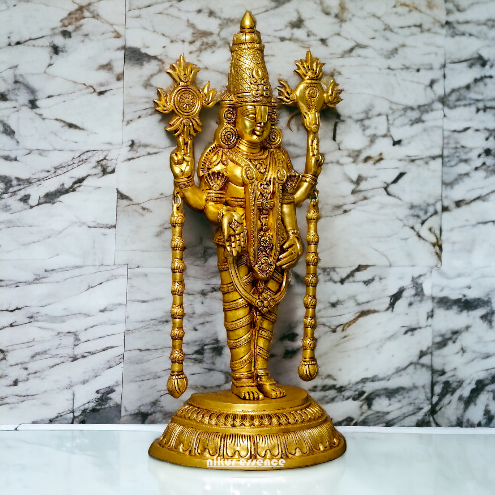 Buy Brass Venkateshwara idol, Revered Tirupati Balaji Deity Handcrafted with Fine Detailing and Sacred Significance Nikuressence