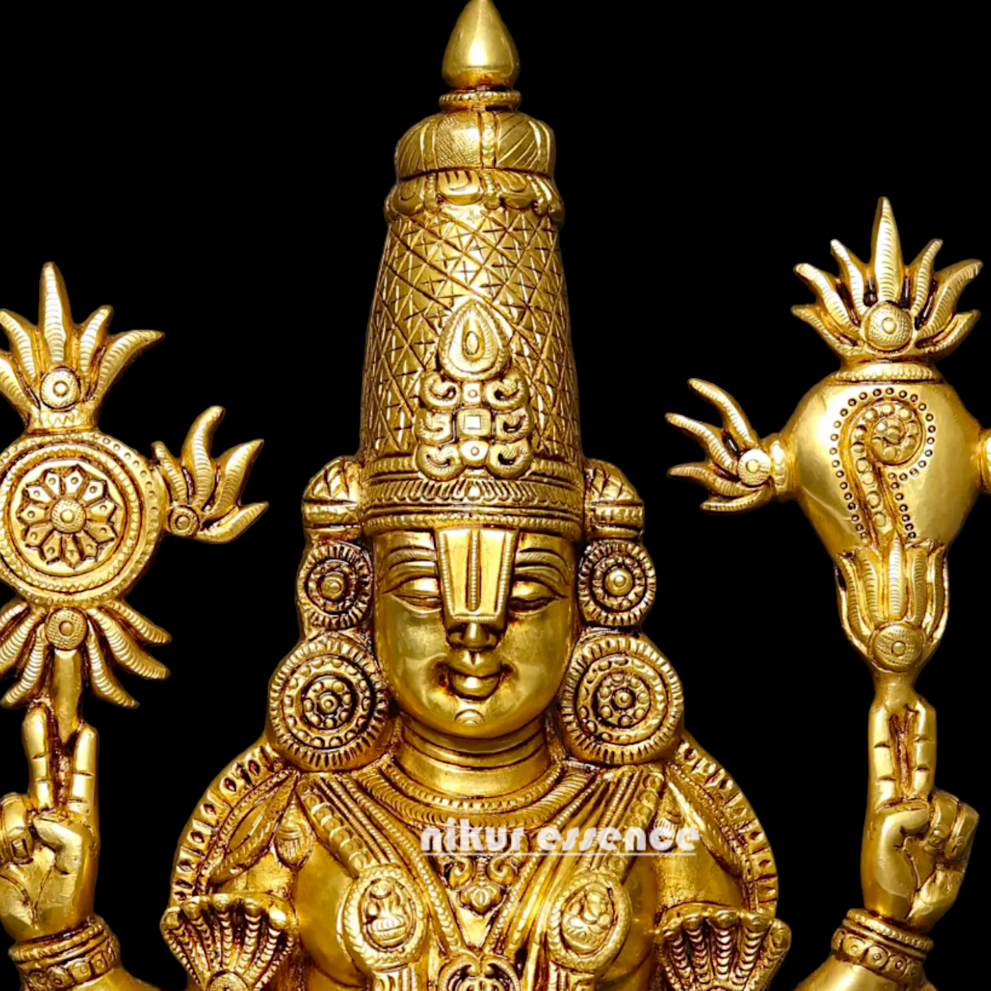 Buy Brass Venkateshwara idol, Revered Tirupati Balaji Deity Handcrafted with Fine Detailing and Sacred Significance Nikuressence
