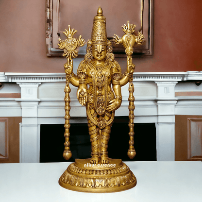 Buy Brass Venkateshwara idol, Revered Tirupati Balaji Deity Handcrafted with Fine Detailing and Sacred Significance Nikuressence