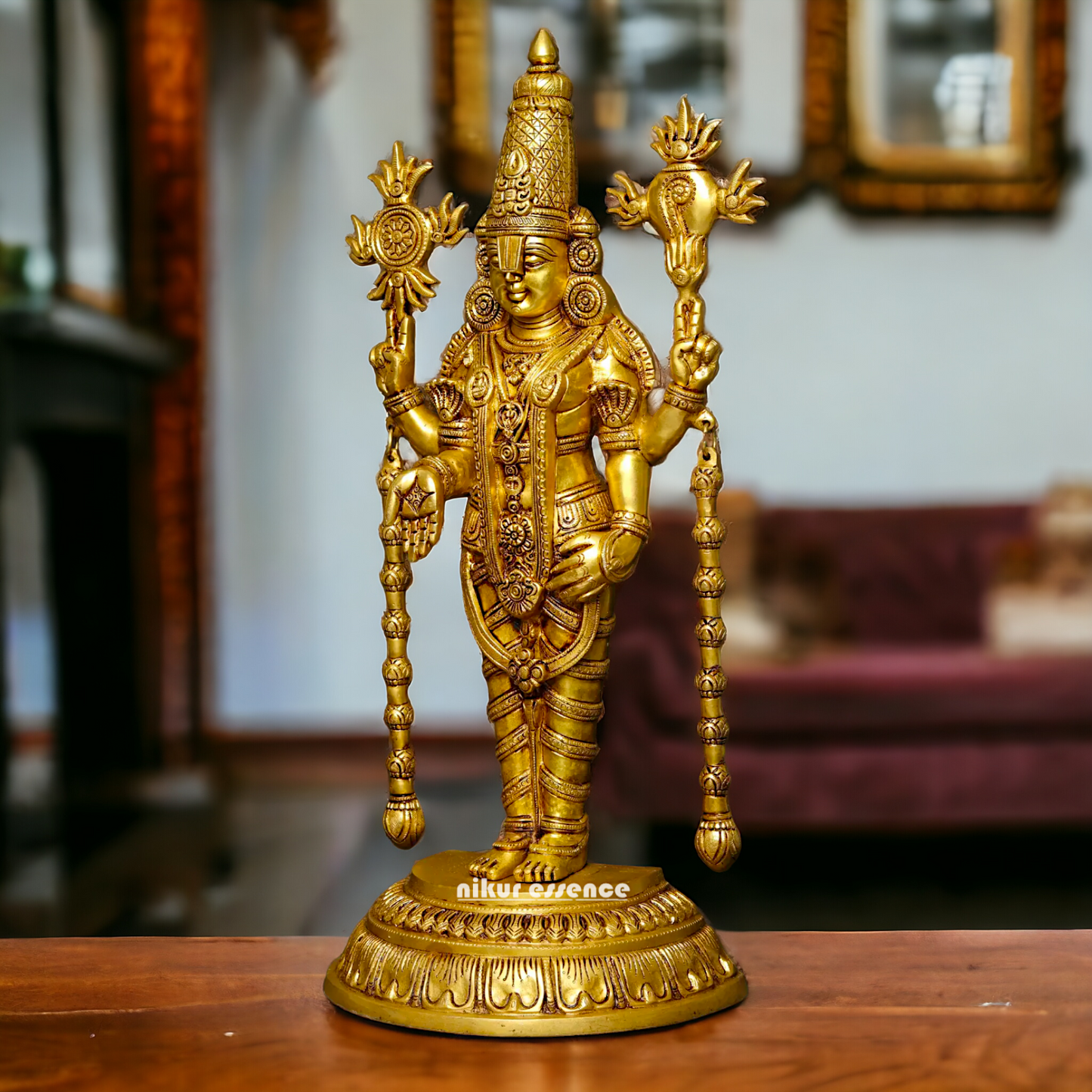 Buy Brass Venkateshwara idol, Revered Tirupati Balaji Deity Handcrafted with Fine Detailing and Sacred Significance Nikuressence