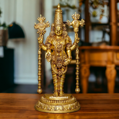 Buy Brass Venkateshwara idol, Revered Tirupati Balaji Deity Handcrafted with Fine Detailing and Sacred Significance Nikuressence