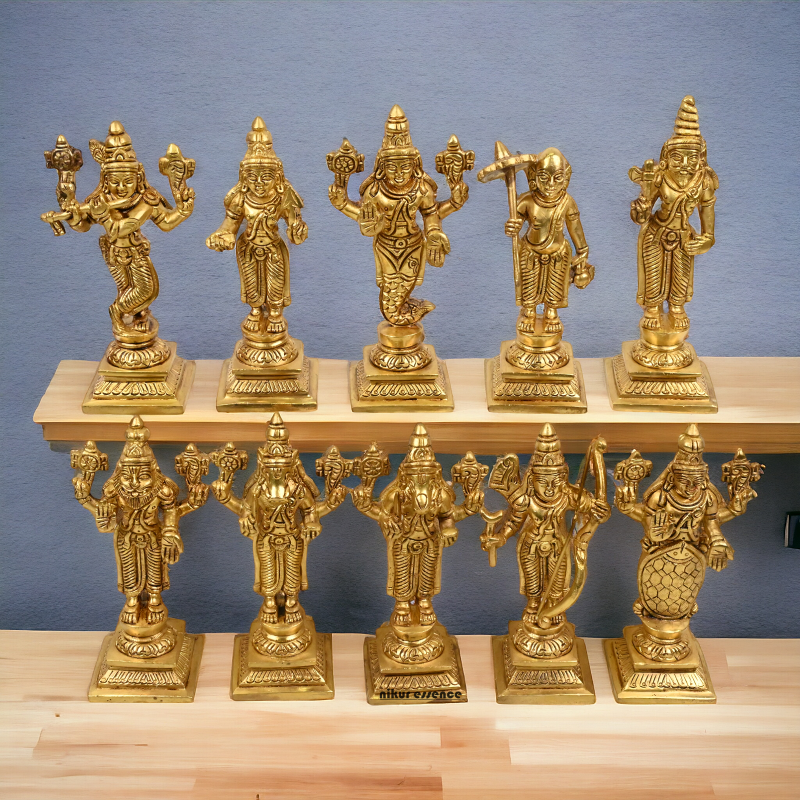 Brass Vishnu Dashavatar idols set - 6 inch Nikuressence