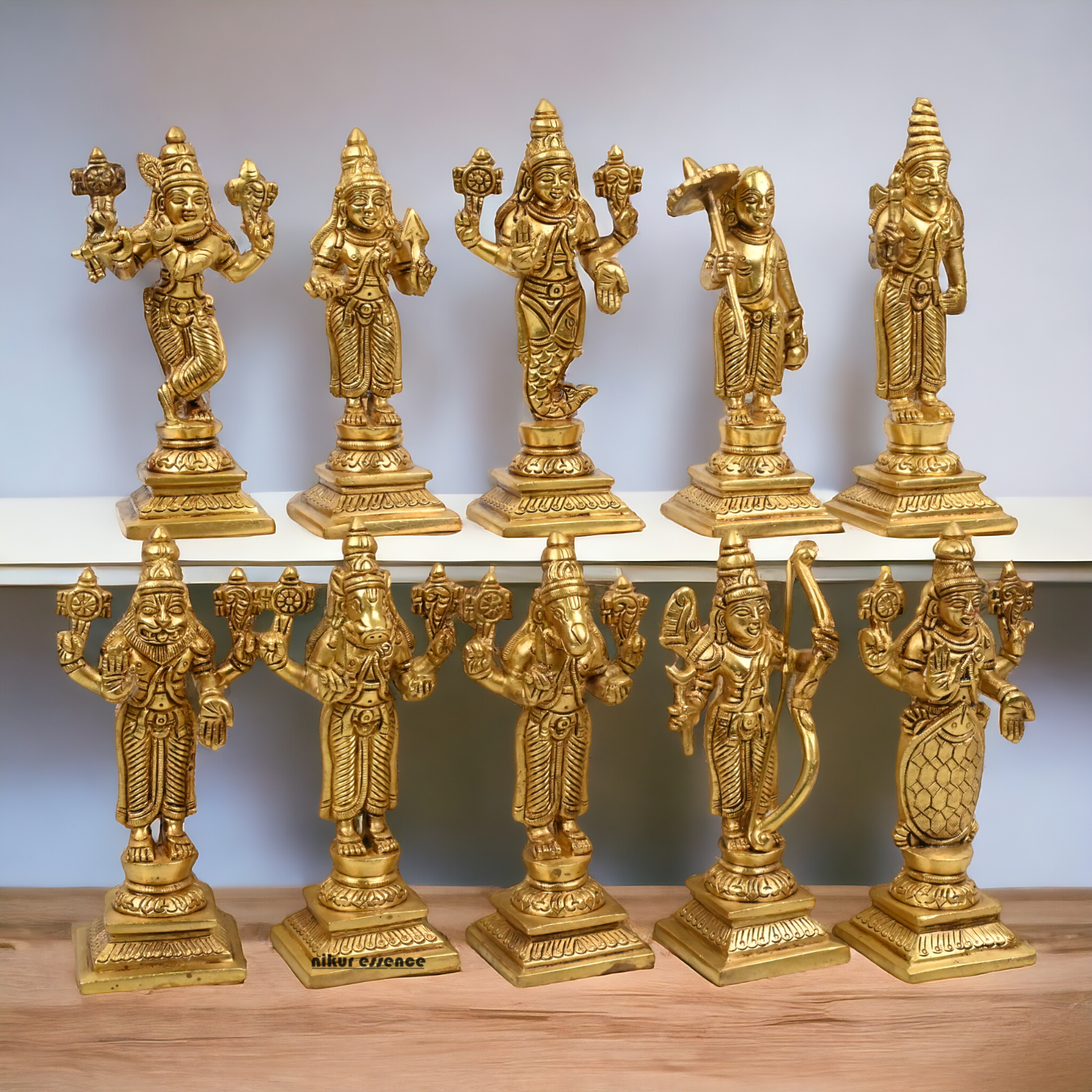 Brass Vishnu Dashavatar idols set - 6 inch Nikuressence