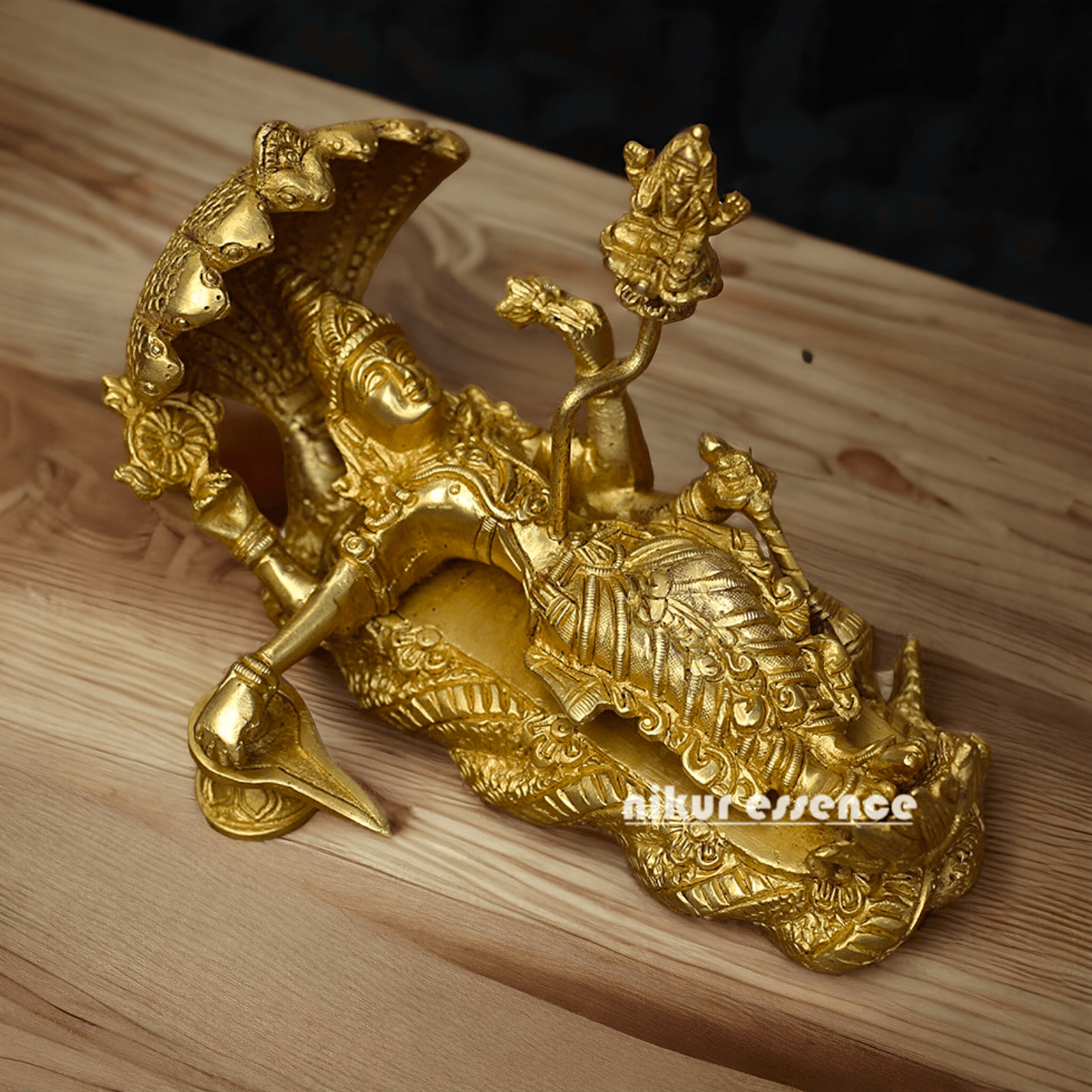 Buy Brass Vishnu Narayan Ananta Shayana with Brahma Figurine – 7.5 Inches Tall Nikuressence