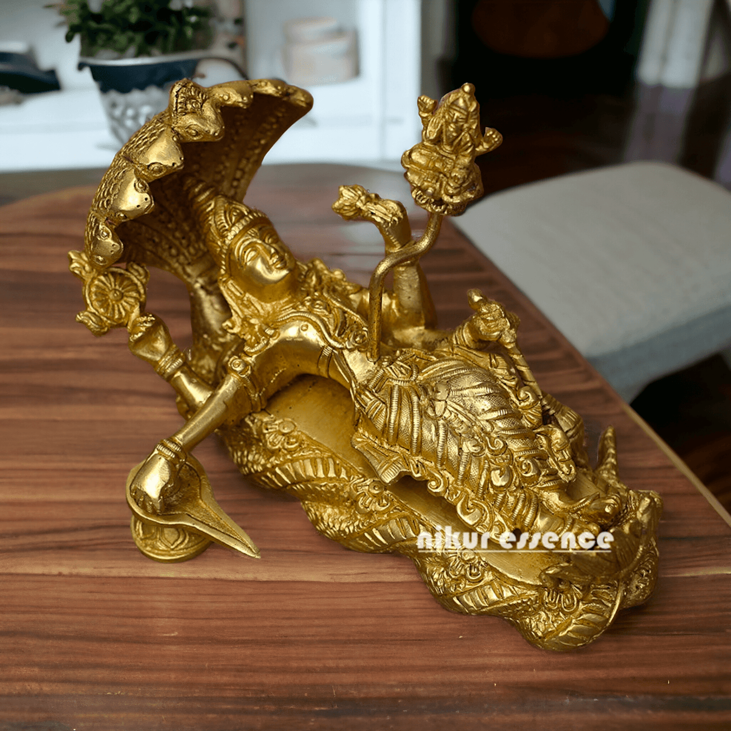 Buy Brass Vishnu Narayan Ananta Shayana with Brahma Figurine – 7.5 Inches Tall Nikuressence