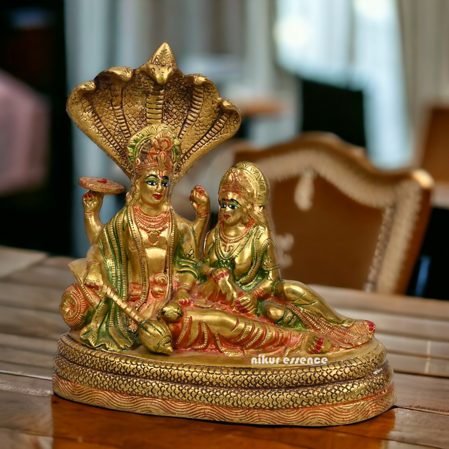 Online Brass Vishnu and Lakshmi on shesha Naag by Nikur Essence - 13 inches height Nikuressence