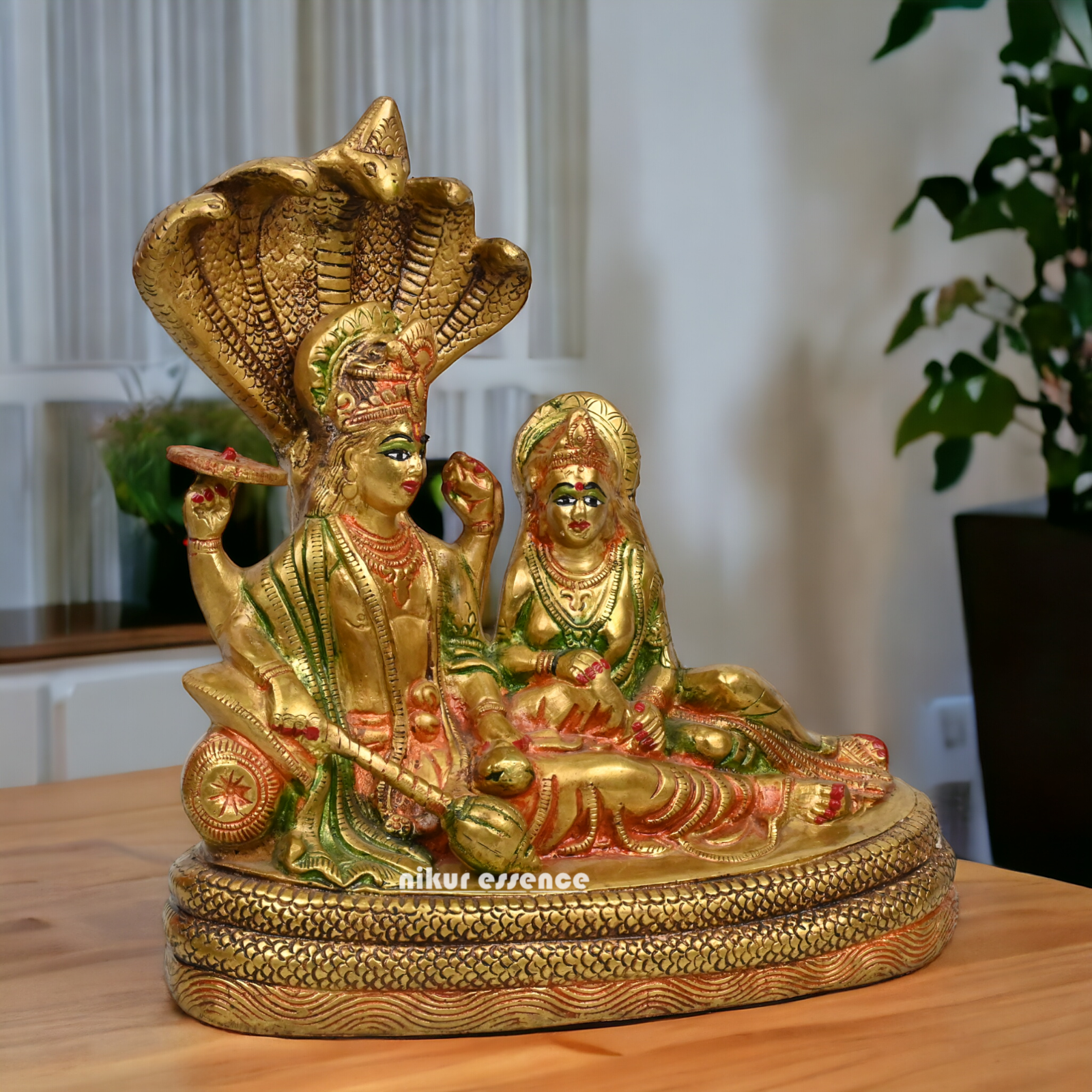 Online Brass Vishnu and Lakshmi on shesha Naag by Nikur Essence - 13 inches height Nikuressence