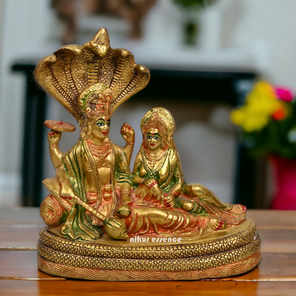 Online Brass Vishnu and Lakshmi on shesha Naag by Nikur Essence - 13 inches height Nikuressence