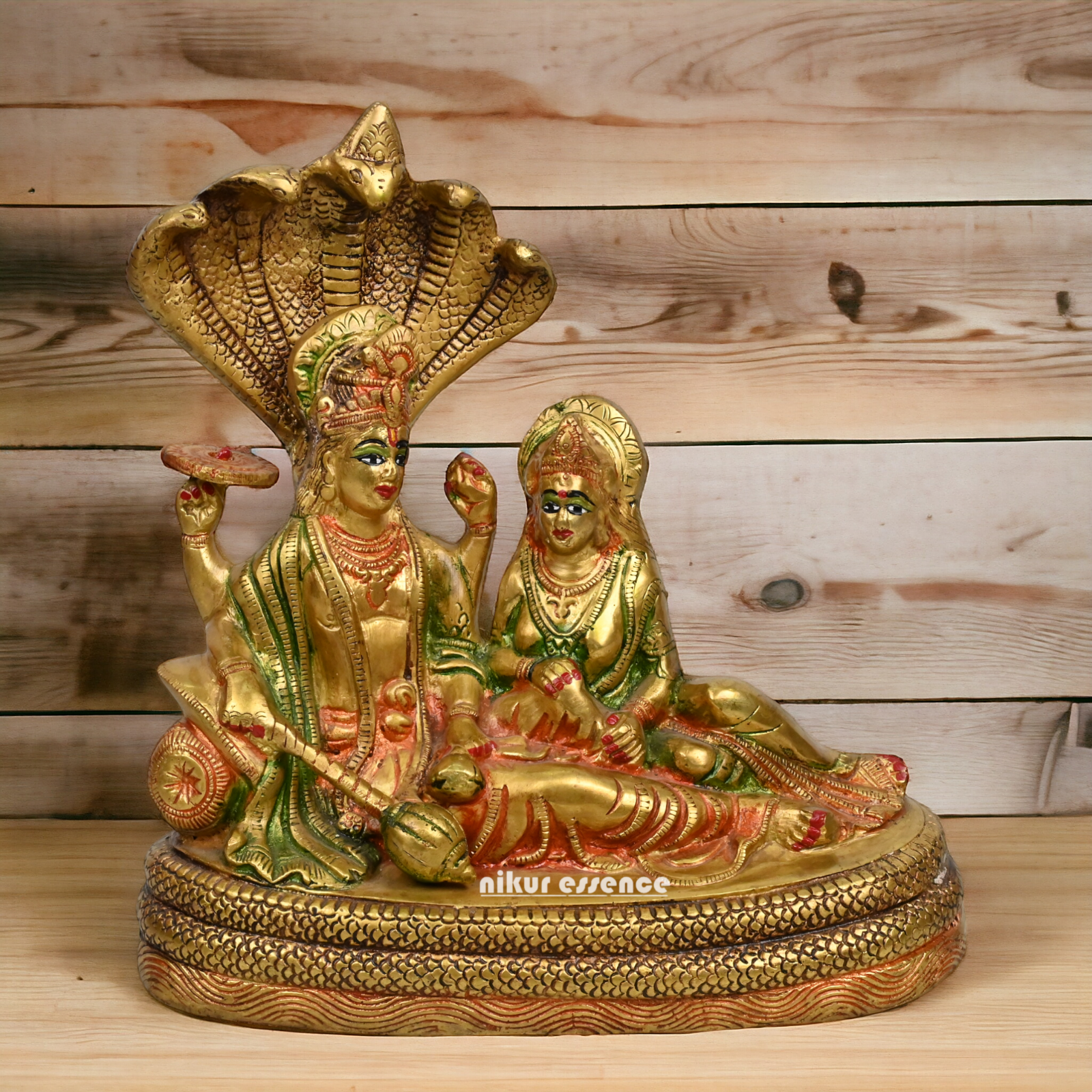 Online Brass Vishnu and Lakshmi on shesha Naag by Nikur Essence - 13 inches height Nikuressence