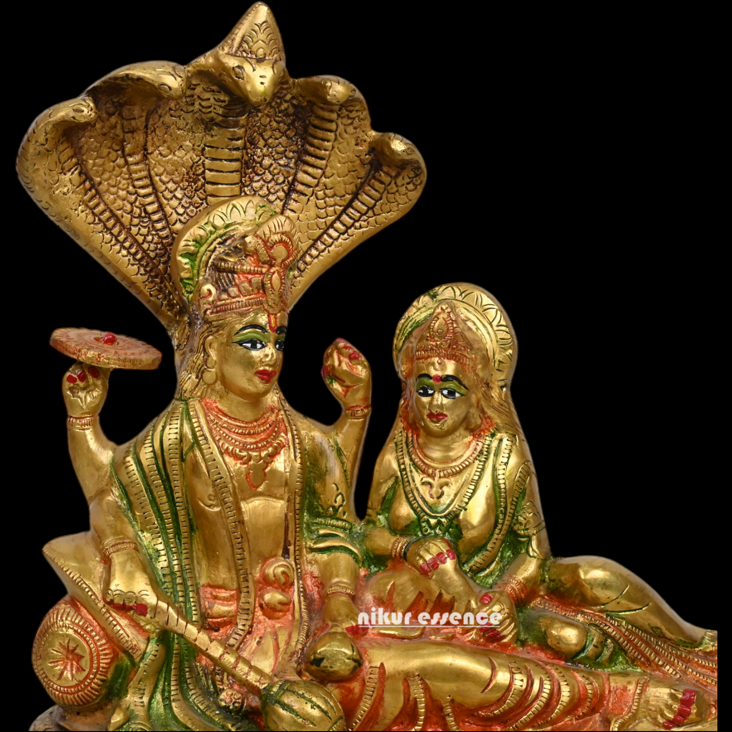 Online Brass Vishnu and Lakshmi on shesha Naag by Nikur Essence - 13 inches height Nikuressence