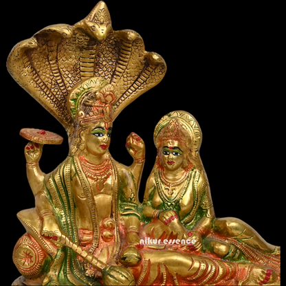 Online Brass Vishnu and Lakshmi on shesha Naag by Nikur Essence - 13 inches height Nikuressence