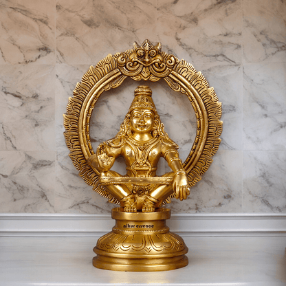 Large Brass ayyappa Swami statue by Nikur Essence - 26.4 cm Nikuressence