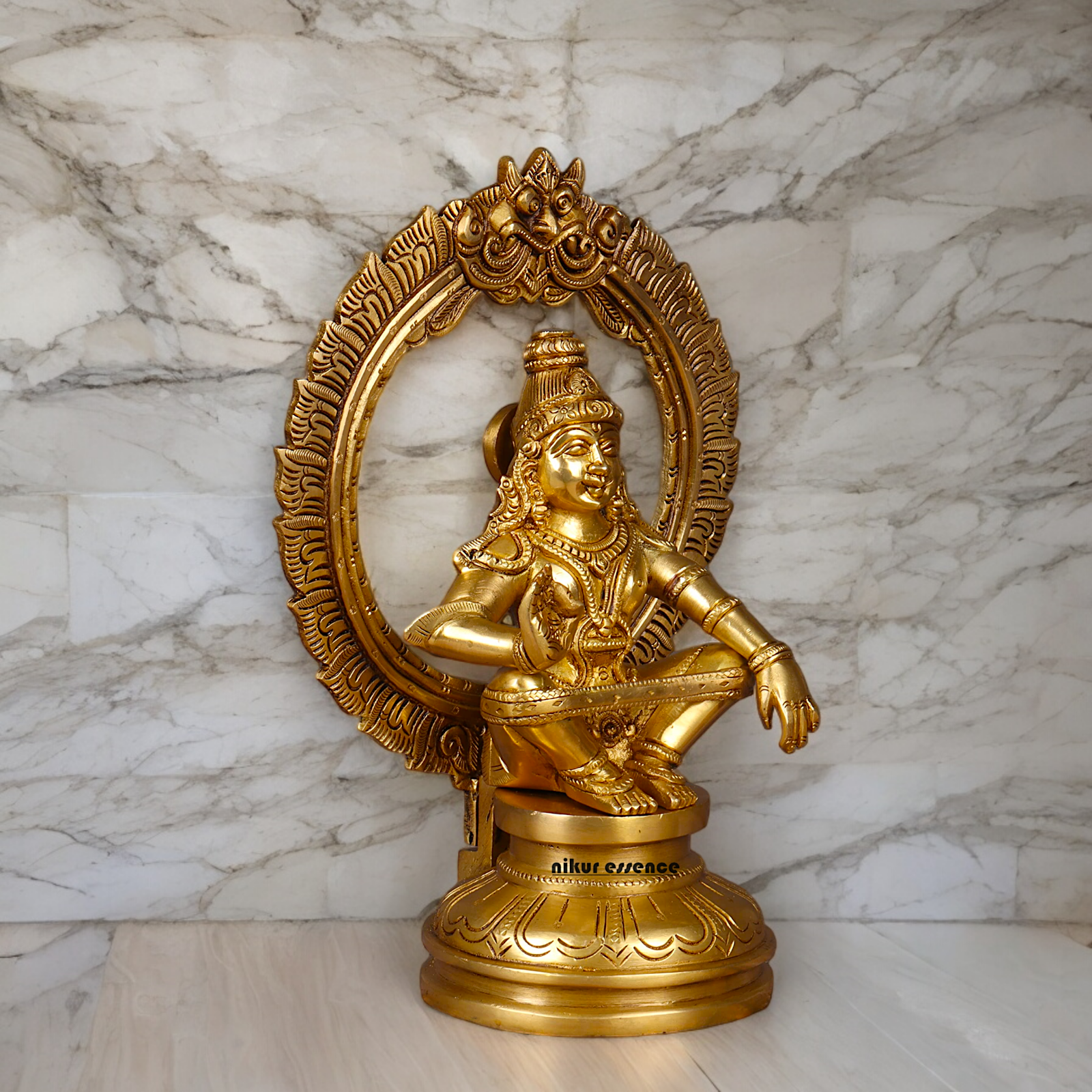 Large Brass ayyappa Swami statue by Nikur Essence - 26.4 cm Nikuressence