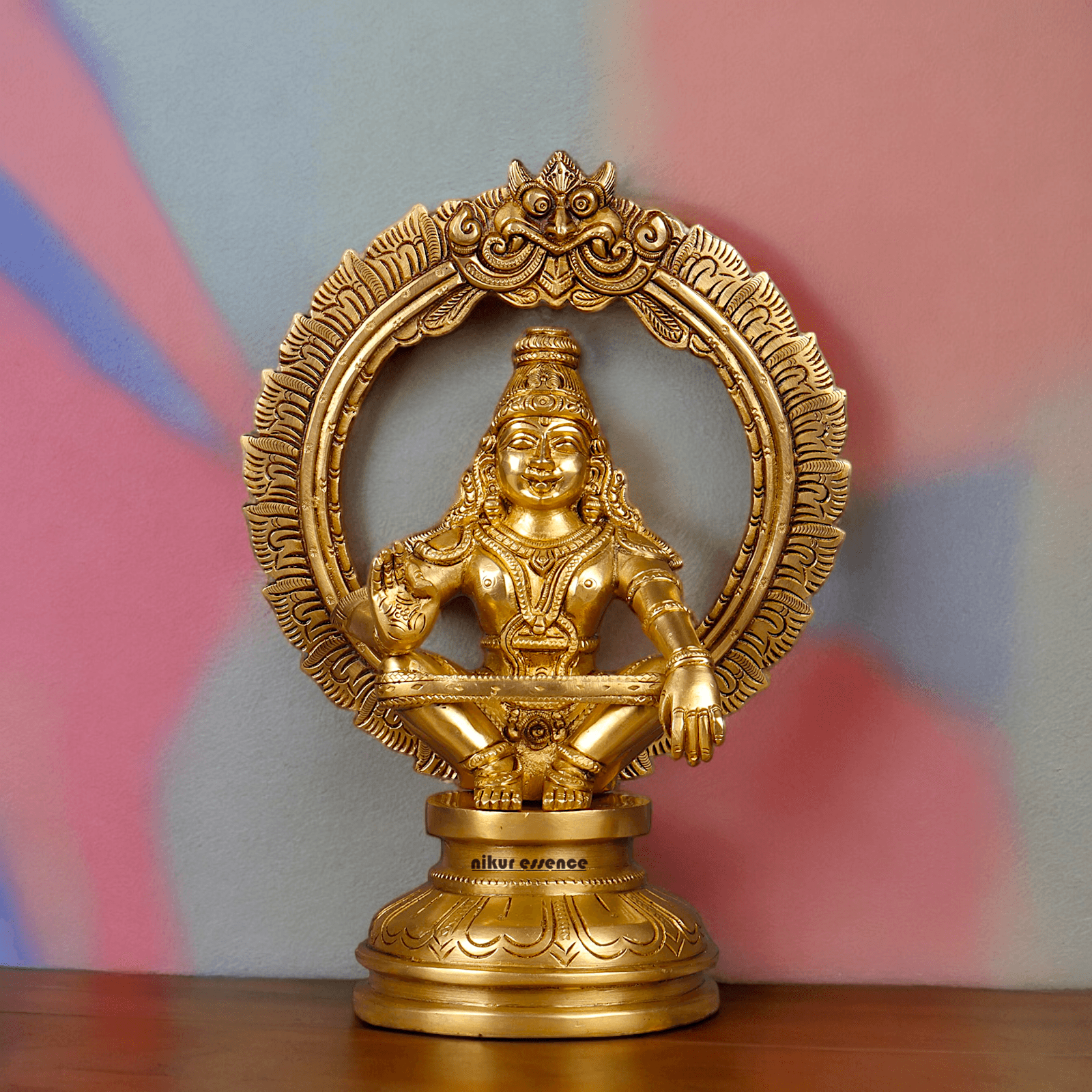Large Brass ayyappa Swami statue by Nikur Essence - 26.4 cm Nikuressence