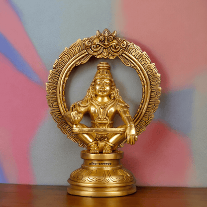 Large Brass ayyappa Swami statue by Nikur Essence - 26.4 cm Nikuressence