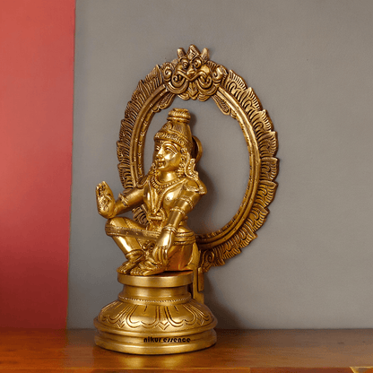 Large Brass ayyappa Swami statue by Nikur Essence - 26.4 cm Nikuressence