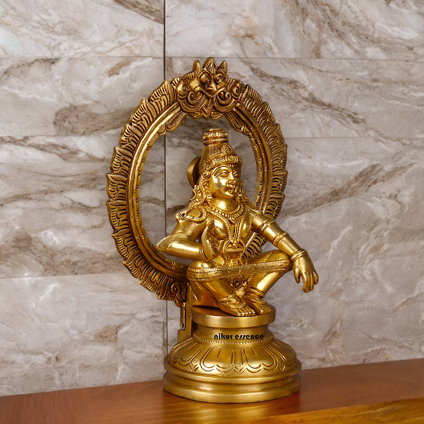 Large Brass ayyappa Swami statue by Nikur Essence - 26.4 cm Nikuressence
