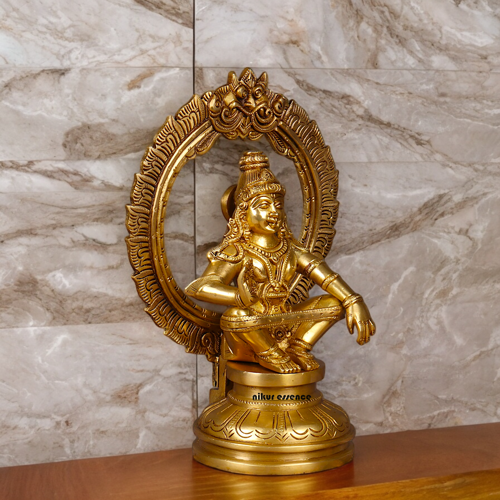 Large Brass ayyappa Swami statue by Nikur Essence - 26.4 cm Nikuressence