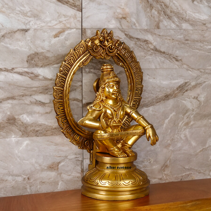 Large Brass ayyappa Swami statue by Nikur Essence - 26.4 cm Nikuressence