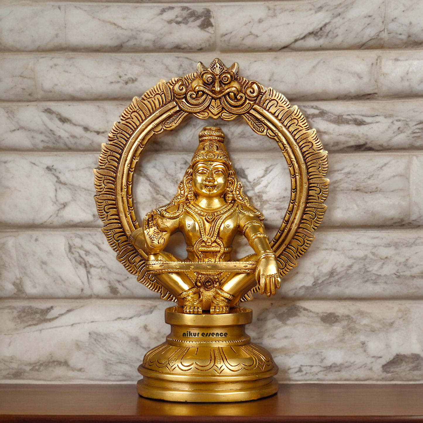 Large Brass ayyappa Swami statue by Nikur Essence - 26.4 cm Nikuressence