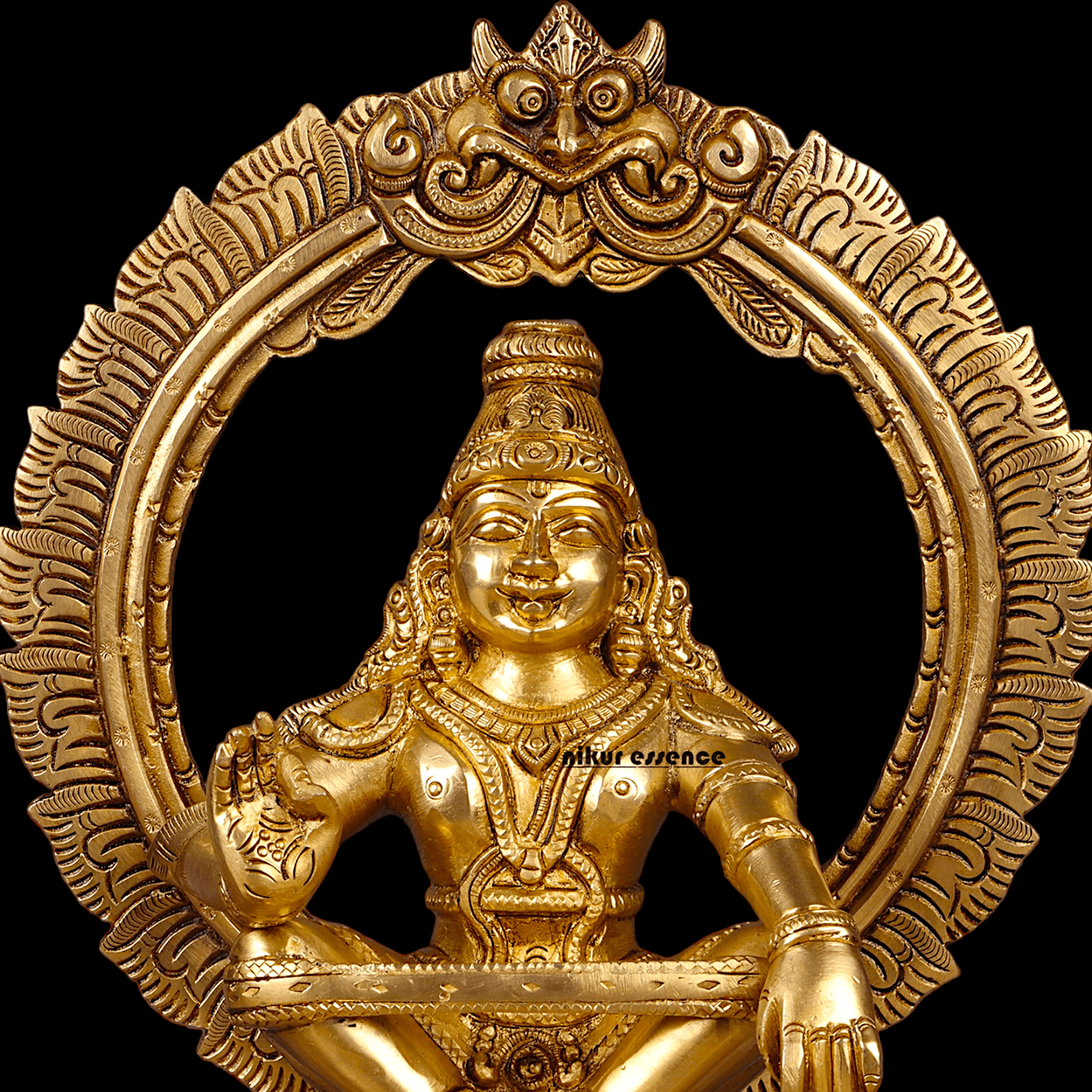 Large Brass ayyappa Swami statue by Nikur Essence - 26.4 cm Nikuressence