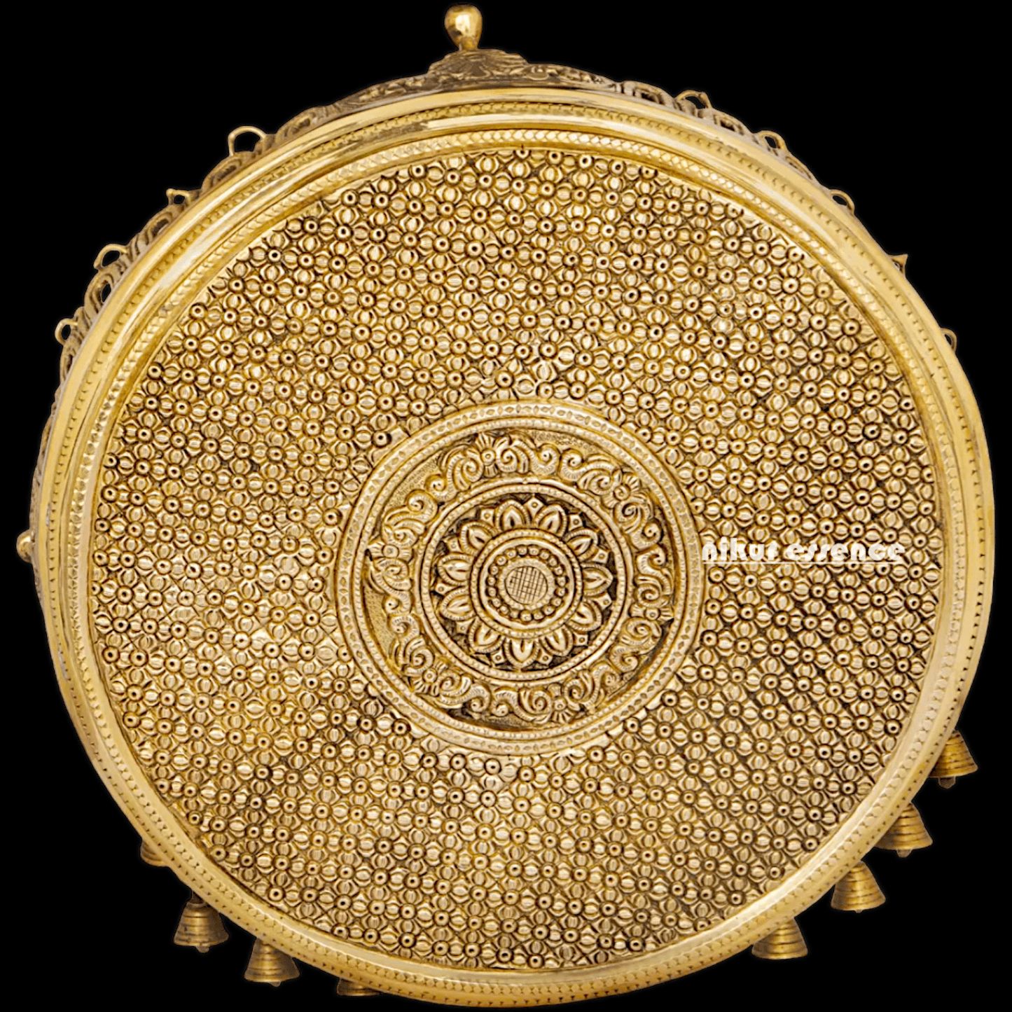 Solid Brass chowki with bells by Nikur Essence - 34.5 cm Nikuressence