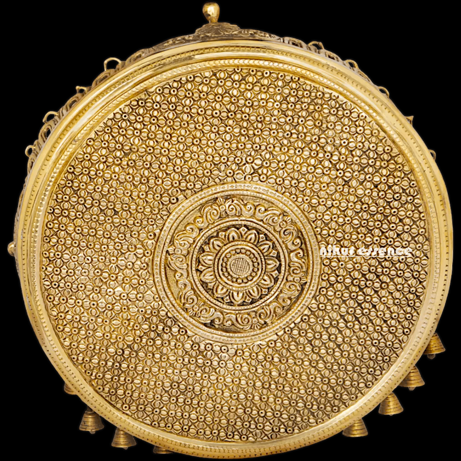 Solid Brass chowki with bells by Nikur Essence - 34.5 cm Nikuressence
