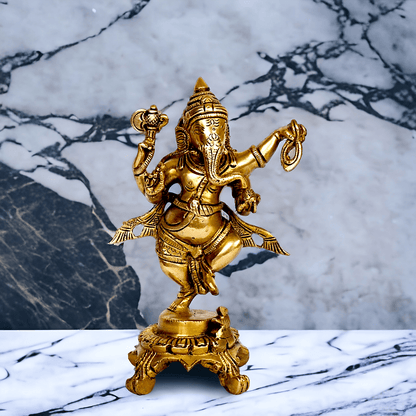 Pure Brass dancing Ganesha by Nikur Essence - 8 Inch height Nikuressence