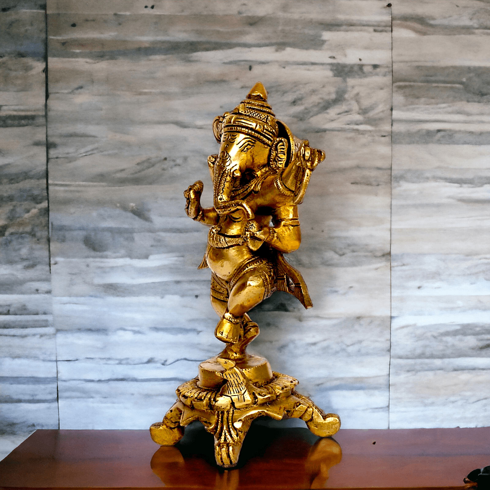 Pure Brass dancing Ganesha by Nikur Essence - 8 Inch height Nikuressence